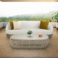 Premium White Luxury Dining Sofa Set – Modern Outdoor & Living Room Furniture Collection